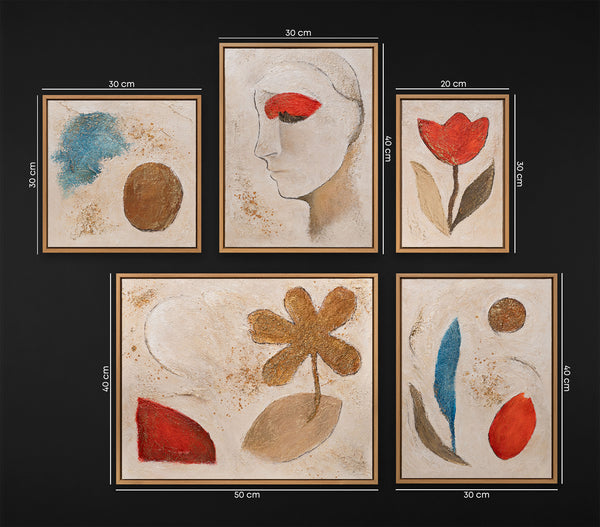 3D Abstracte Reliëf Wanddecoratie Set (3–9 stuks) – Handgeschilderd op Canvas | YS Art