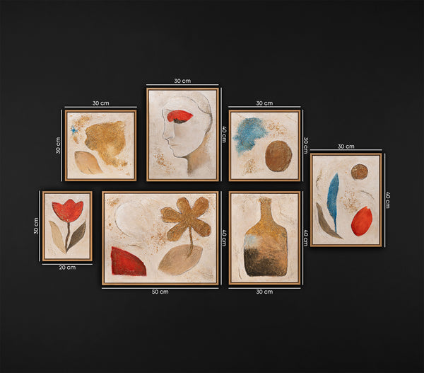 3D Abstracte Reliëf Wanddecoratie Set (3–9 stuks) – Handgeschilderd op Canvas | YS Art