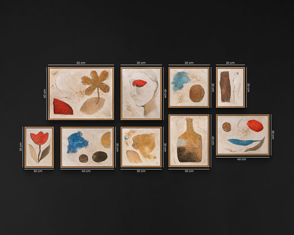 3D Abstracte Reliëf Wanddecoratie Set (3–9 stuks) – Handgeschilderd op Canvas | YS Art