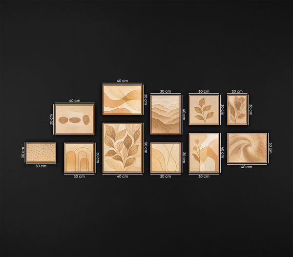 Acryl Gemälde Handgemalt Pflanzenmotiv Bilderrahmen set Beige Farben