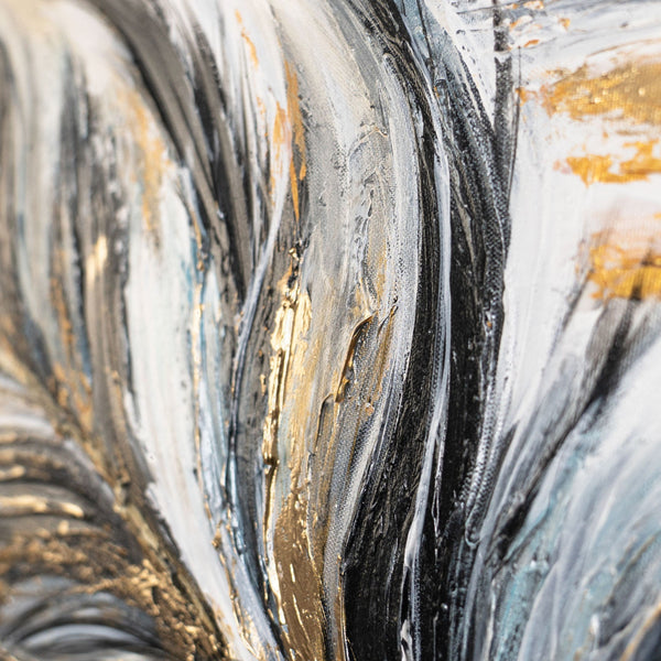 Acrylbild auf Leinwand handgemalt Abstrakte Wandkunst "Goldene Feder" 115x50cm