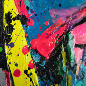 Acrylbild Portrait bunt Strukturmalerei Detail Relief