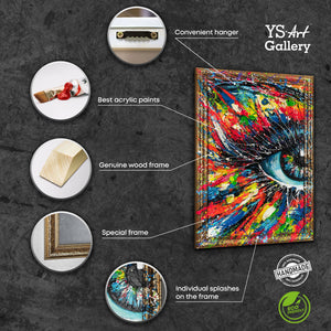 Abstrakti Taide Maalaus Kehyksellä "Katseen Energia" – canvas taulu olohuoneeseen