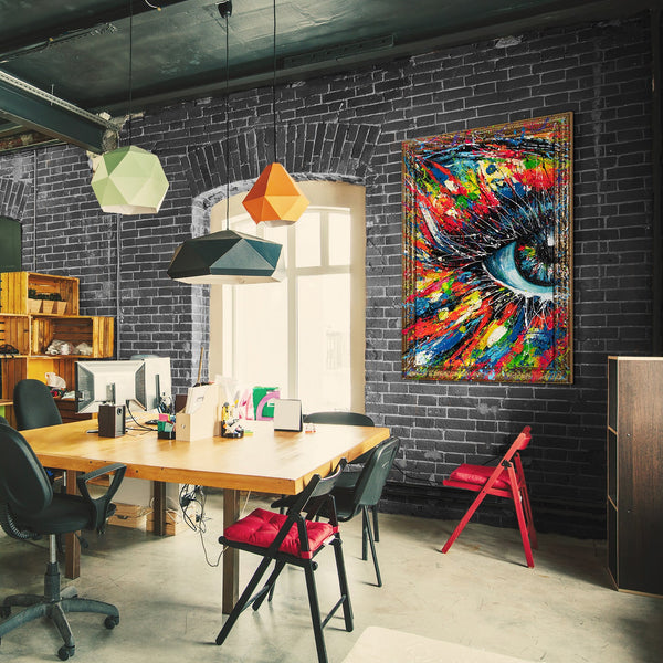 Abstrakti Taide Maalaus Kehyksellä "Katseen Energia" – canvas taulu olohuoneeseen