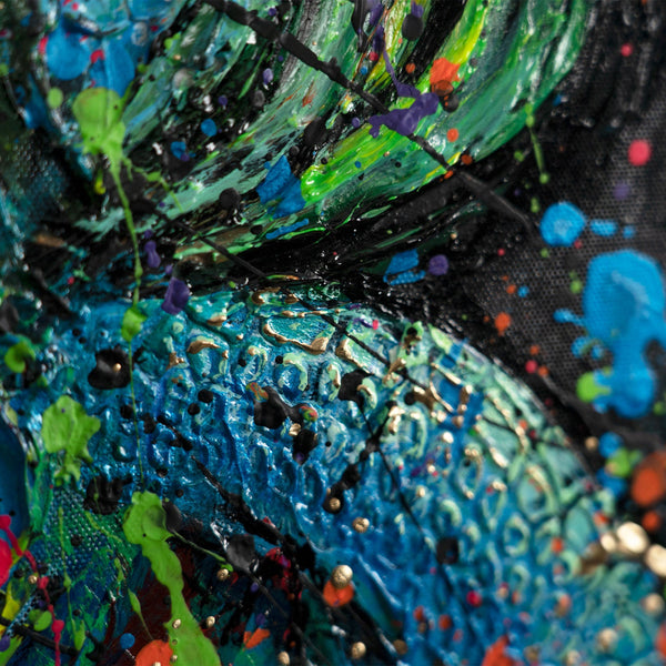 Abstract moderne Handgemalte bilder auf Leinwand mit Rahmen "Der Mythos Neon"