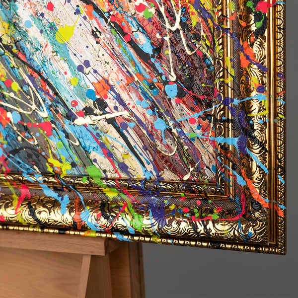 Abstract moderne Handgemalte bilder auf Leinwand mit Rahmen "Der Mythos Neon"