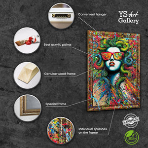 Abstraktit Modernit Käsintehdyt Kuvia Kangas Kehyksellä "Myytti Neon" – abstrakti taide & canvas taulu