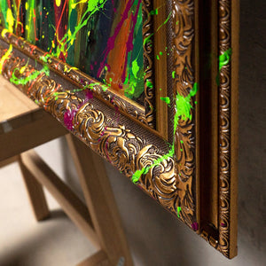 Goldrahmen mit Struktur handgemalte Wandkunst Detail