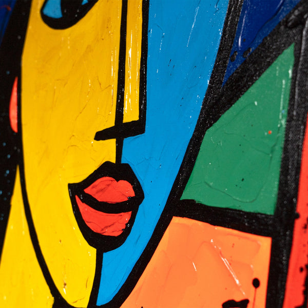 Acrylgemälde Kubismus Stil Farbenreich