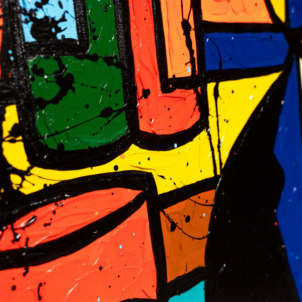 Wanddeko Wohnzimmer – Handgemalte Gemälde Pop-Art Portrait „Bar“