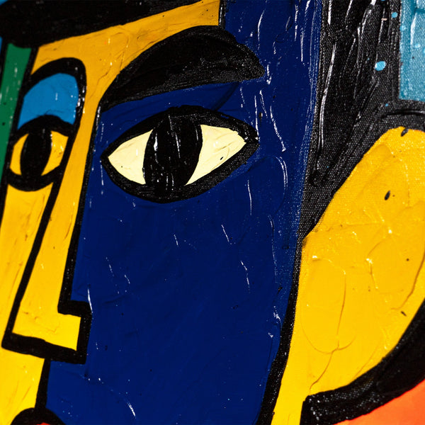 Wanddeko Wohnzimmer – Handgemalte Gemälde Pop-Art Portrait „Bar“