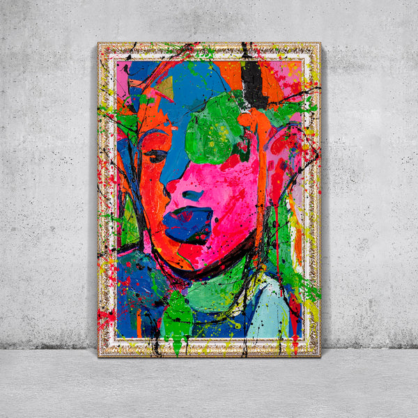 Abstrakte Kunst Portrait – Moderne Handgemaltes Gemälde „Emotion“