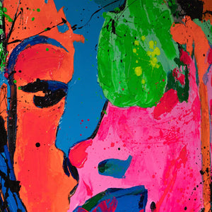 Abstrakte Kunst Portrait – Moderne Handgemaltes Gemälde „Emotion“