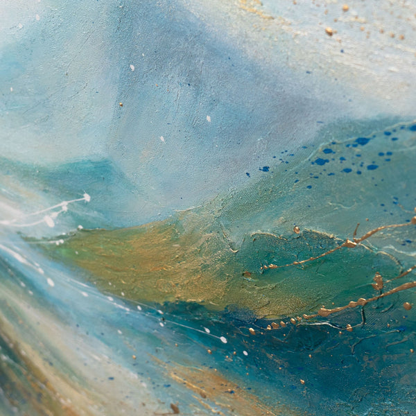 Handgemalte Abstrakte Landschaft „Sanftes Licht“ – Moderne Wandbilder Natur