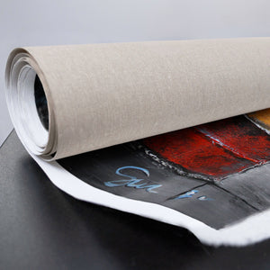 Gerolltes Acryl-Leinwandbild mit Farbdetails