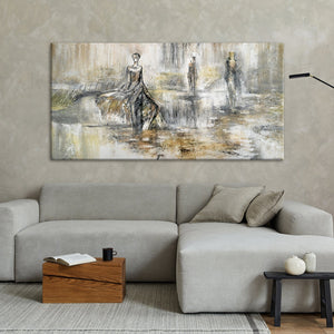 Handmaalatut Akryylikuvat Kankaalla Kehyksillä "Muotinäytös"