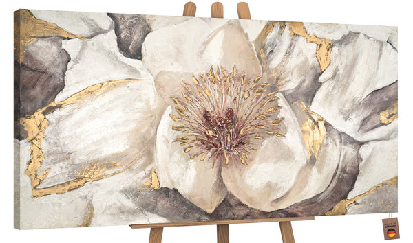 Handgemalte blumenbilder acryl auf leinwand "Malve"