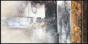 Abstrakte Wanddeko Acryl Reliefmalerei Grau Gold