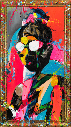 Abstrakte Acrylkunst Portrait bunt Struktur Leinwandbild