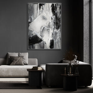 Abstraktes Leinwandbild Schwarz Weiß moderne Wandkunst