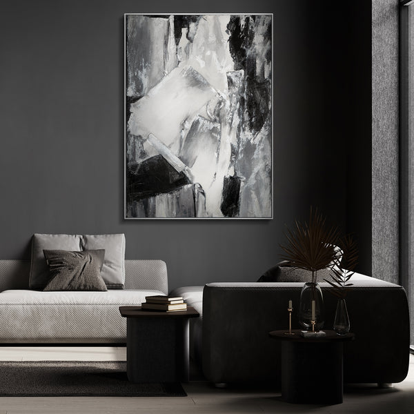Abstraktes Leinwandbild Schwarz Weiß moderne Wandkunst