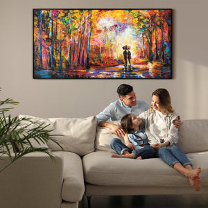 Abstraktes Regenbild Acryl bunt romantische Wanddekoration