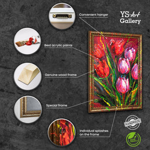 Acrylmalerei Tulpen abstraktes Leinwandbild Nahaufnahme