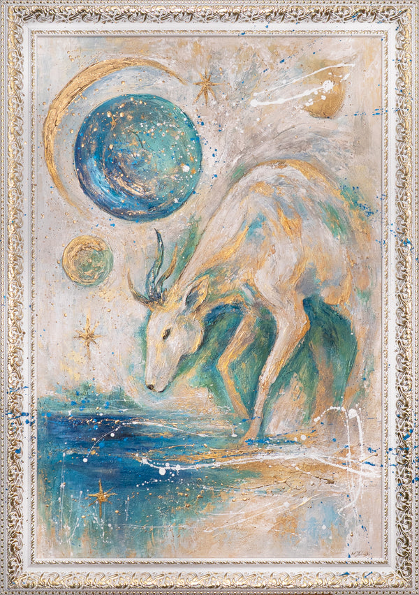 Fantasy Gemälde Struktur Blau Gold