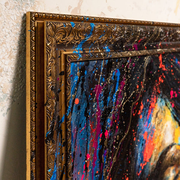 Farbstruktur Blau Rot moderne abstrakte Acrylmalerei