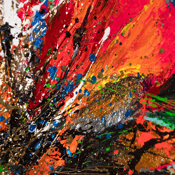 Farbstruktur Rot Orange moderne Acrylkunst Nahaufnahme