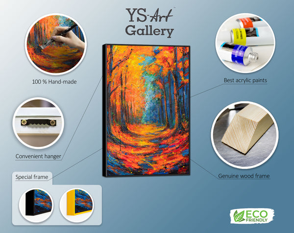 Handgemaltes Acrylbild Orange Blau abstrakte Wandkunst