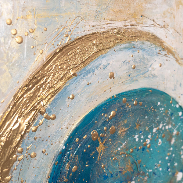 Leinwandbild Blau Gold Relief