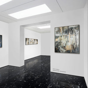 Moderne Wandkunst Grau Gold Acrylbild im Wohnzimmer