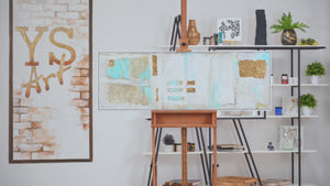 Leinwand Handgemaltes Abstract Kunstwerk "Stabilität" – Texturbild mit Goldakzenten