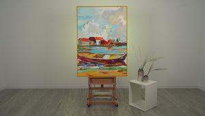 Maritime Wanddekoration mit Struktur – Leinwandbild „Gezeiten der Inspiration“ in kräftigen Farben