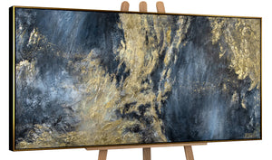 Handgemaltes Acrylbild "Spiegelungen II" – Abstrakte Kunst Gold Schwarz