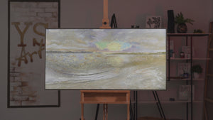 Abstrakti Maisemamaalaus Käsinmaalattu "Meri Hämärässä"