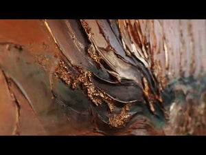 Leinwandbild mit Struktur - Abstrakte Acrylmalerei "Zeitwellen" mit Rahmen