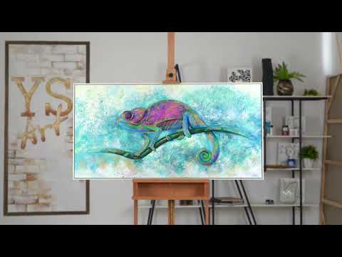 Kunst Modern "Leguan" Bilder im Wohnzimmer mit Rahmen
