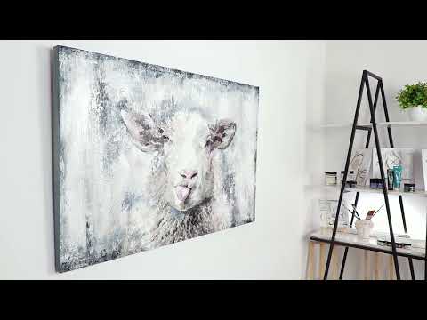 Moderne kunst acrylbilder auf leinwand "Glückliches Schaf"