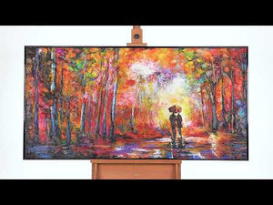 Gerahmtes Acrylbild "Romance" – Handgemalte Herbstkunst