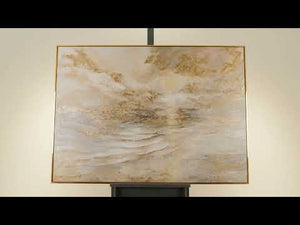 Wandkunst „Meeresleuchten“ – handgemaltes Leinwandbild in Goldtönen