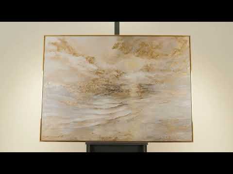 Wandkunst „Meeresleuchten“ – handgemaltes Leinwandbild in Goldtönen