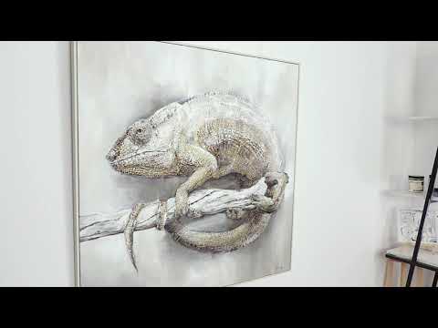 Modernes Handgemaltes Chamäleon-Gemälde auf Leinwand "Chamäleon aus Madagaskar"