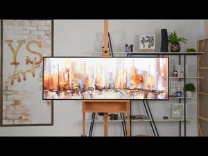 Abstrakte Kunst Bilder "Morgens in Megapolis" Acrylmalerei Abstrakt mit Rahmen