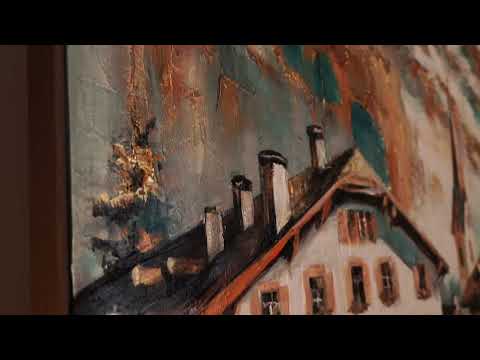 Wandkunst „Sonnige Höhen“ – Handgemaltes Leinwandbild Bergpanorama