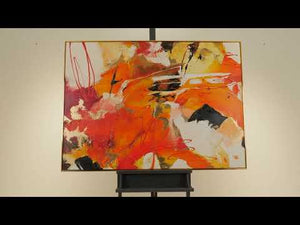 Moderne Kunst Bilder "Orangene Explosion" Acrylbild auf Leinwand mit Rahmen