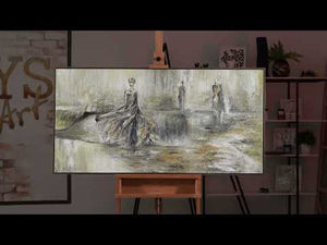 Moderni Abstrakti Maalaus "Muotinäytös" – Käsinmaalattu Taide kankaalle