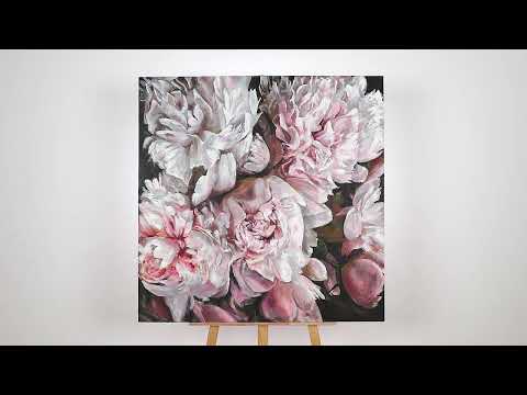 Blumenbilder acryl auf leinwand "Pfingstrosen Strauß"