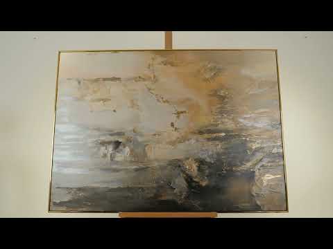 Abstrakte Kunst "Goldene Horizonte" Handgemalte Bilder auf Leinwand mit Rahmen